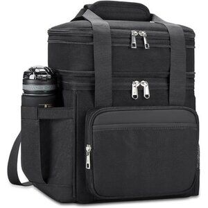 Large insulated lunch bag double deck leakproof cooler tote for work picnic trav